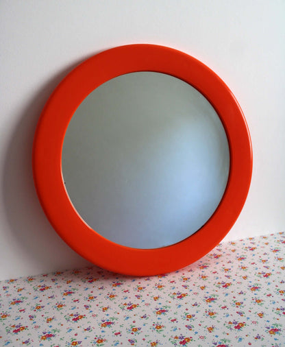 Vintage Grand miroir en plastique orange Syla