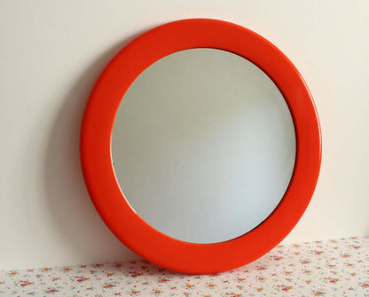 Vintage Grand miroir en plastique orange Syla