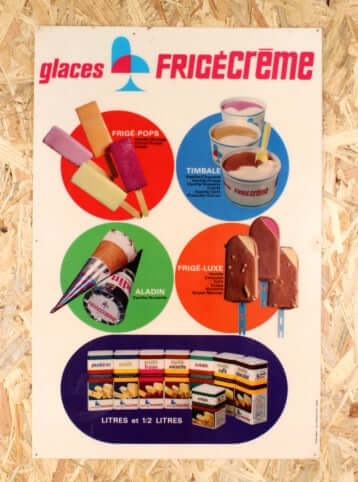Panneau publicitaire vintage glaces Frigécrème