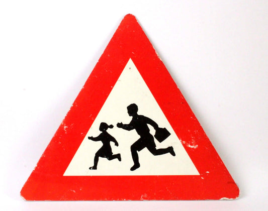 Vintage Panneau de signalisation "zone scolaire"