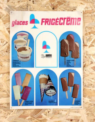 Petit panneau publicitaire vintage glaces Frigécrème
