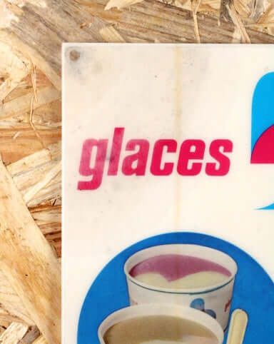 Petit panneau publicitaire vintage glaces Frigécrème