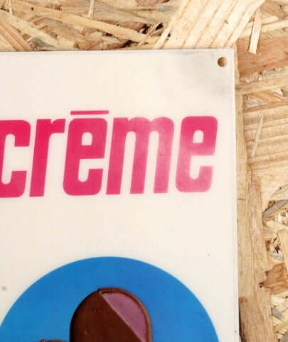 Petit panneau publicitaire vintage glaces Frigécrème
