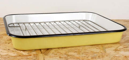 Plat vintage acier émaillé jaune