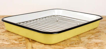 Plat vintage acier émaillé jaune