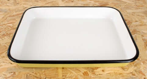 Plat vintage acier émaillé jaune