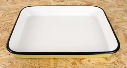 Plat vintage acier émaillé jaune