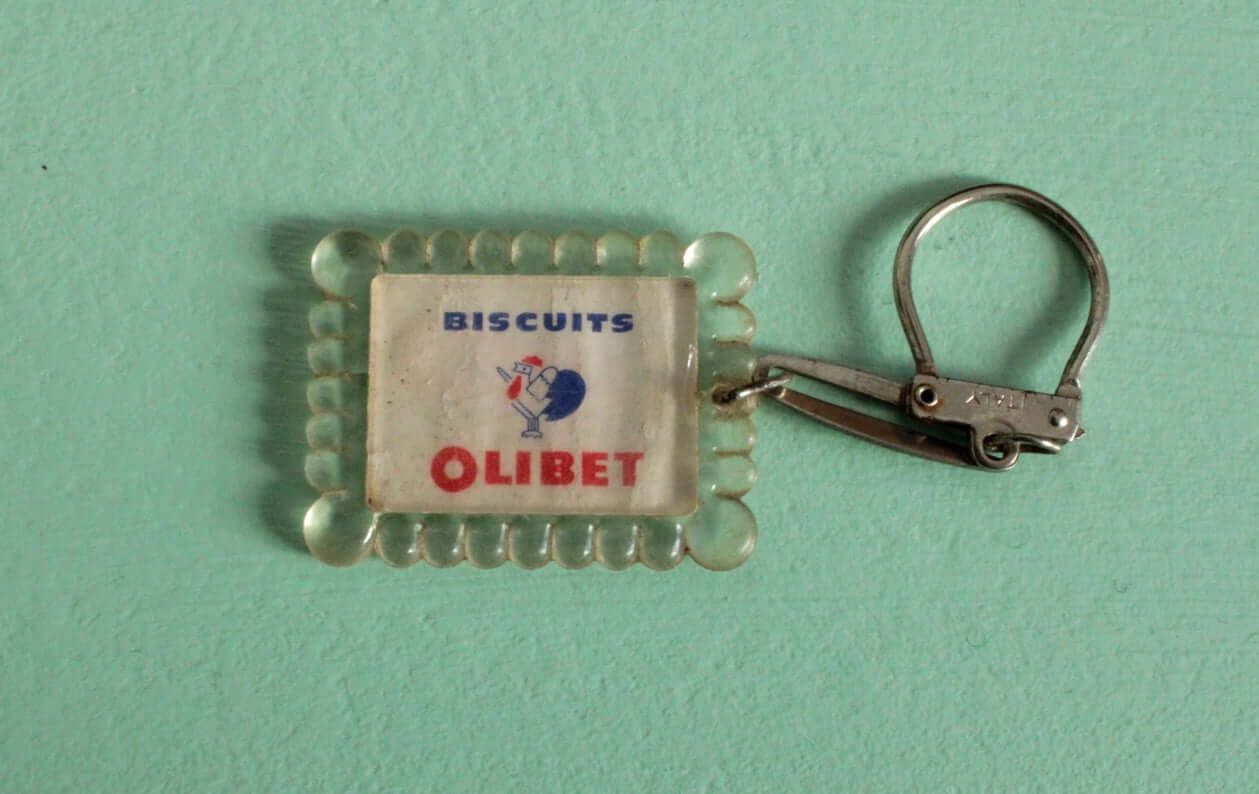 Vintage Porte-clé publicitaire biscuits Olibet