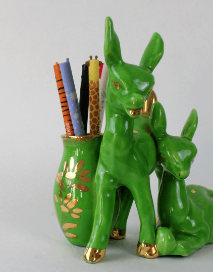 Porte-crayon vintage en céramique