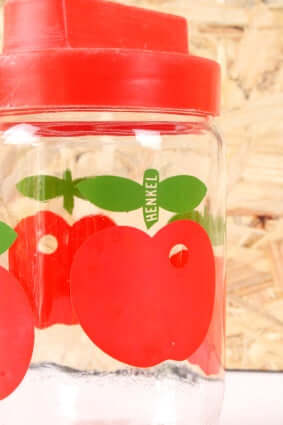 Bocal vintage Henkel pommes rouges