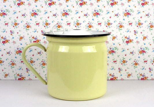 Vintage Pot à lait émaillé jaune