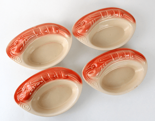 Ramequins écrevisse en céramique vintage