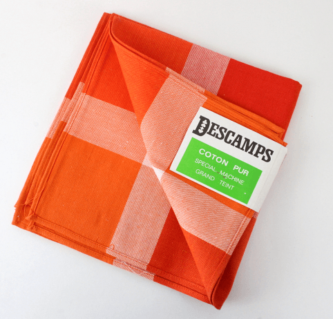 serviettes-table-descamps-orange-vintage