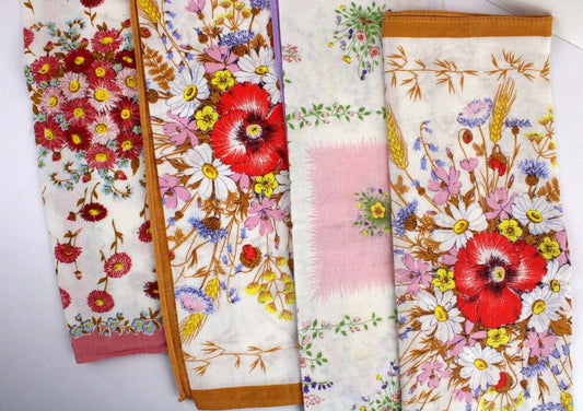 Vintage Lot de serviettes de table dépareillées fleuries