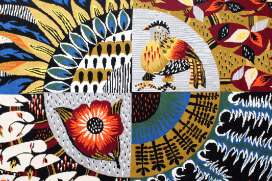 Tapisserie murale vintage Les quatre saisons dans le style Jean Lurçat