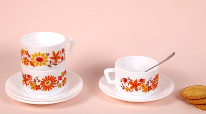 Tasses Arcopal Marguerites et Tournesol modèle Flore