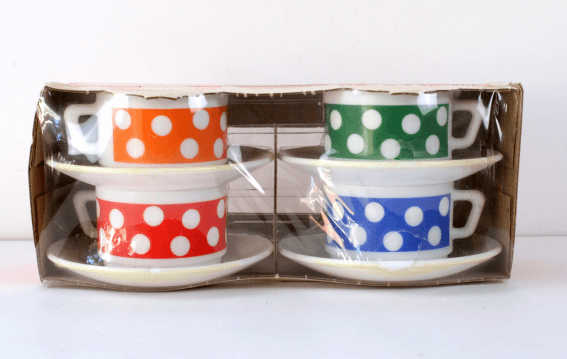 Service de 4 Tasses & Sous-Tasses Arcopal Polka neuf