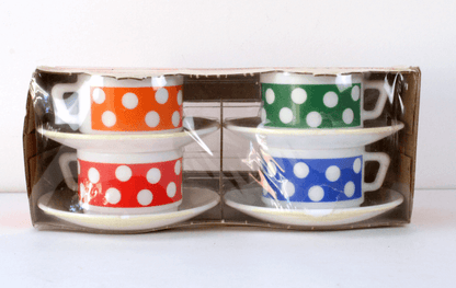 Service de 4 Tasses & Sous-Tasses Arcopal Polka neuf