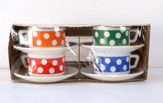 Service de 4 Tasses & Sous-Tasses Arcopal Polka neuf