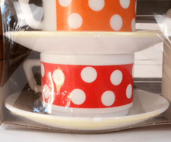 Service de 4 Tasses & Sous-Tasses Arcopal Polka neuf