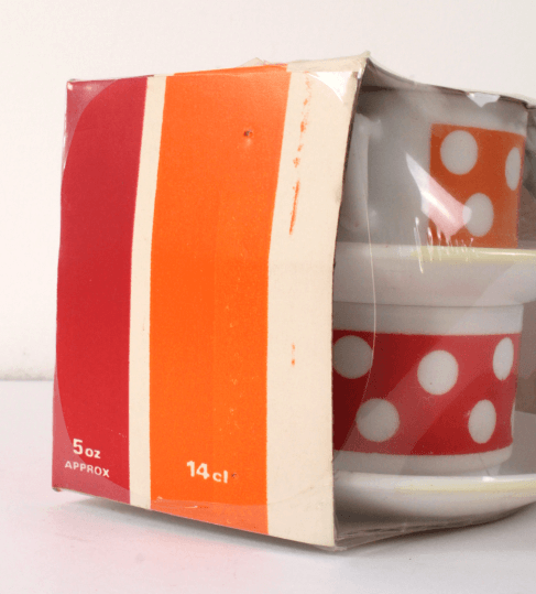 Service de 4 Tasses & Sous-Tasses Arcopal Polka neuf