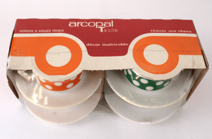 Service de 4 Tasses & Sous-Tasses Arcopal Polka neuf