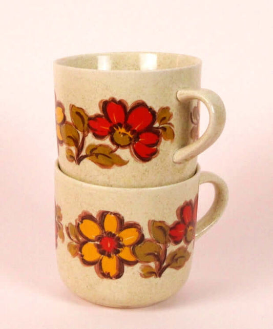 Tasses fleuries en porcelaine italienne Tuscia