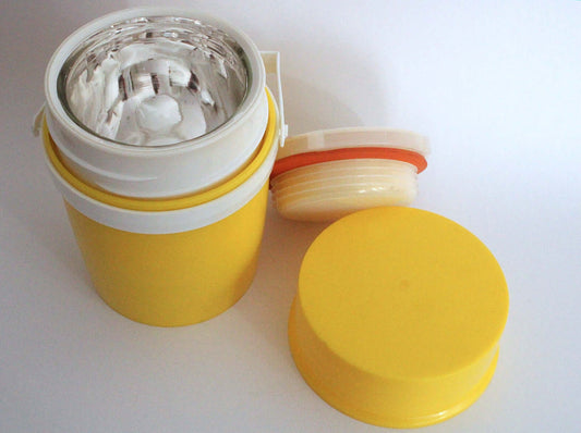 Vintage Thermos alimentaire jaune