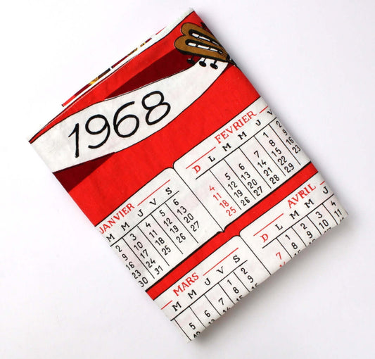 Vintage Torchon calendrier année 1968 thème musique