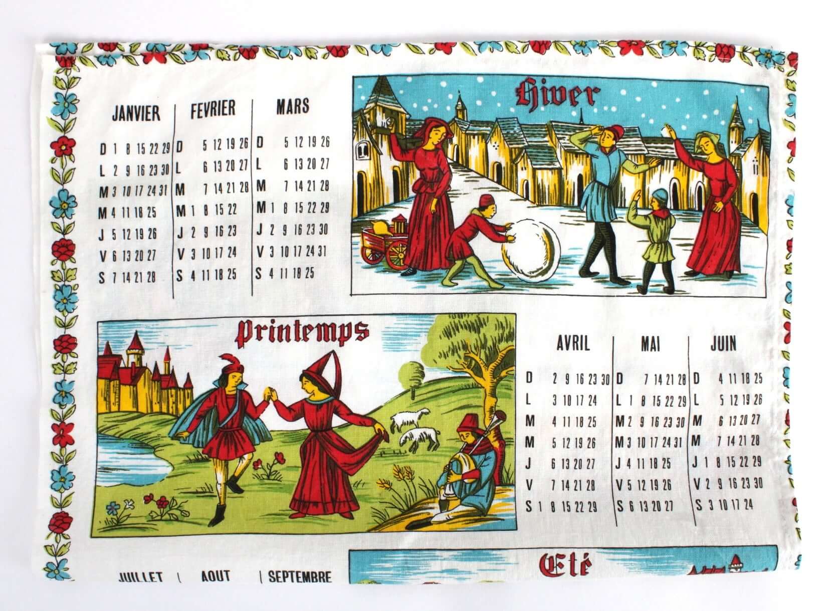 Torchon calendrier année 1989