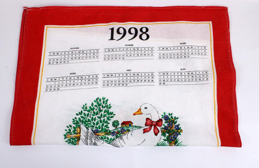 Vintage Torchon calendrier 1998