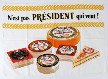 Torchon publicitaire vintage fromages Président