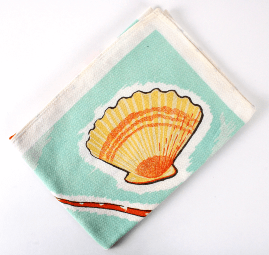 Torchon vintage coquillage et crustacés