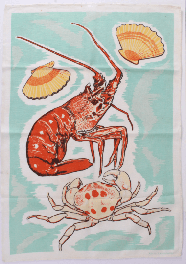 Torchon vintage coquillage et crustacés