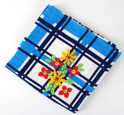 Torchon vintage en coton imprimé fleurs