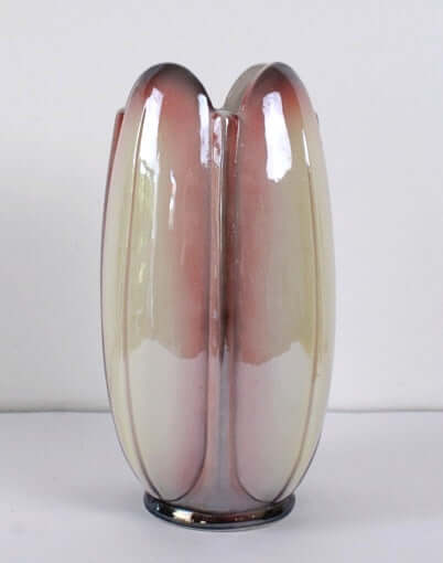 Grand vase vintage irisé en céramique